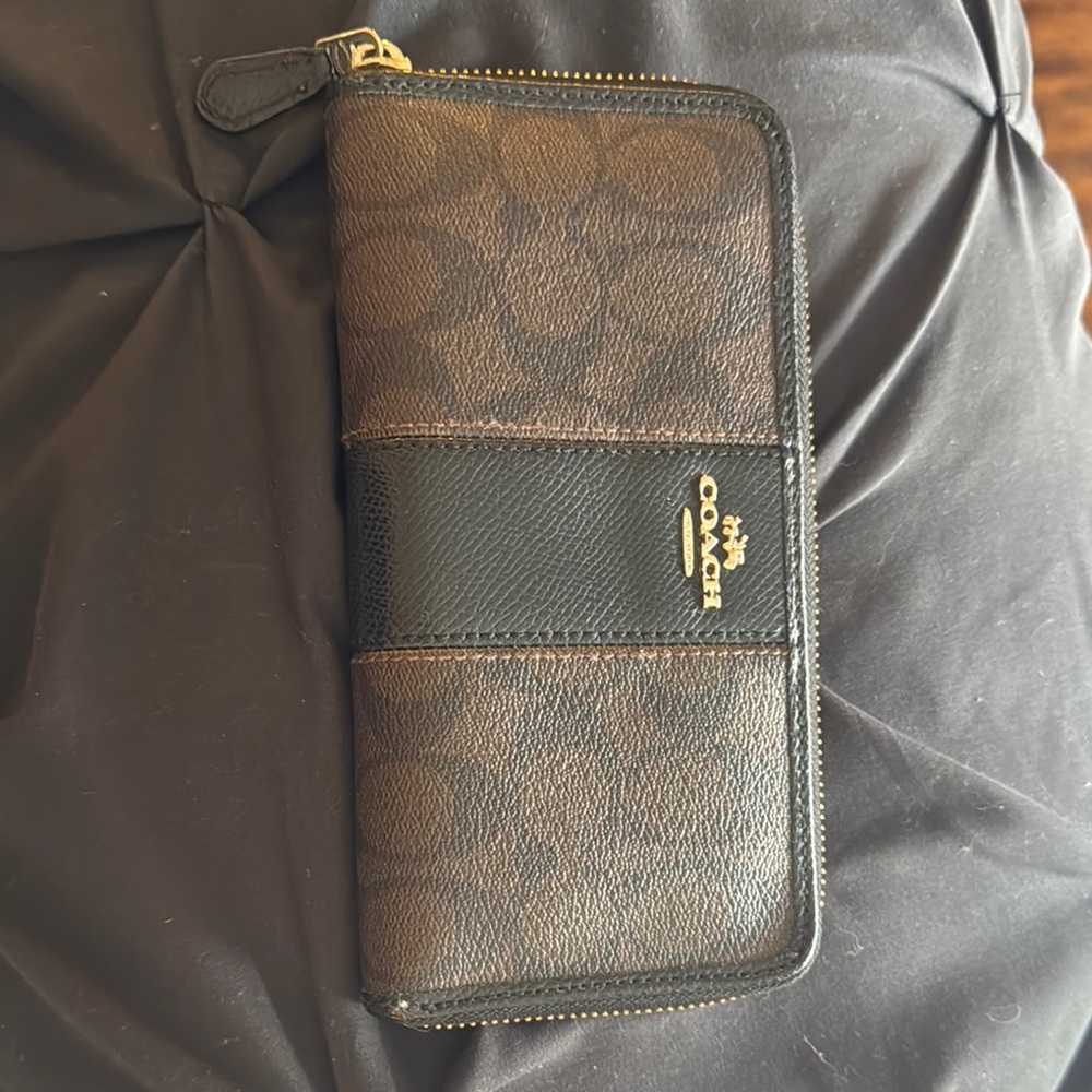 Coach Signature Brown and Black Wallet